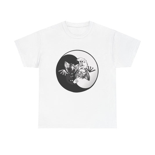 Yin Yang bat-cat Unisex heavy Cotton Tee