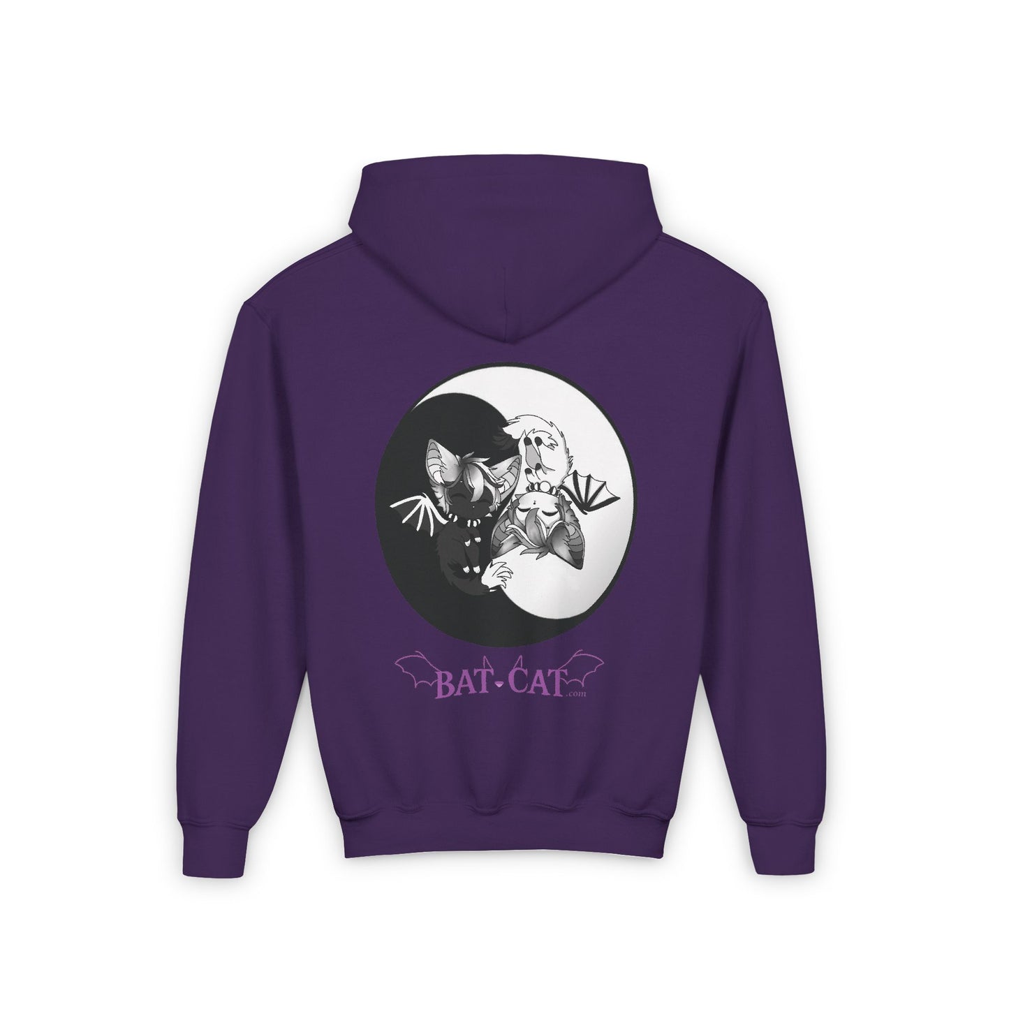 Yin Yang bat-cat Youth Hooded Sweatshirt