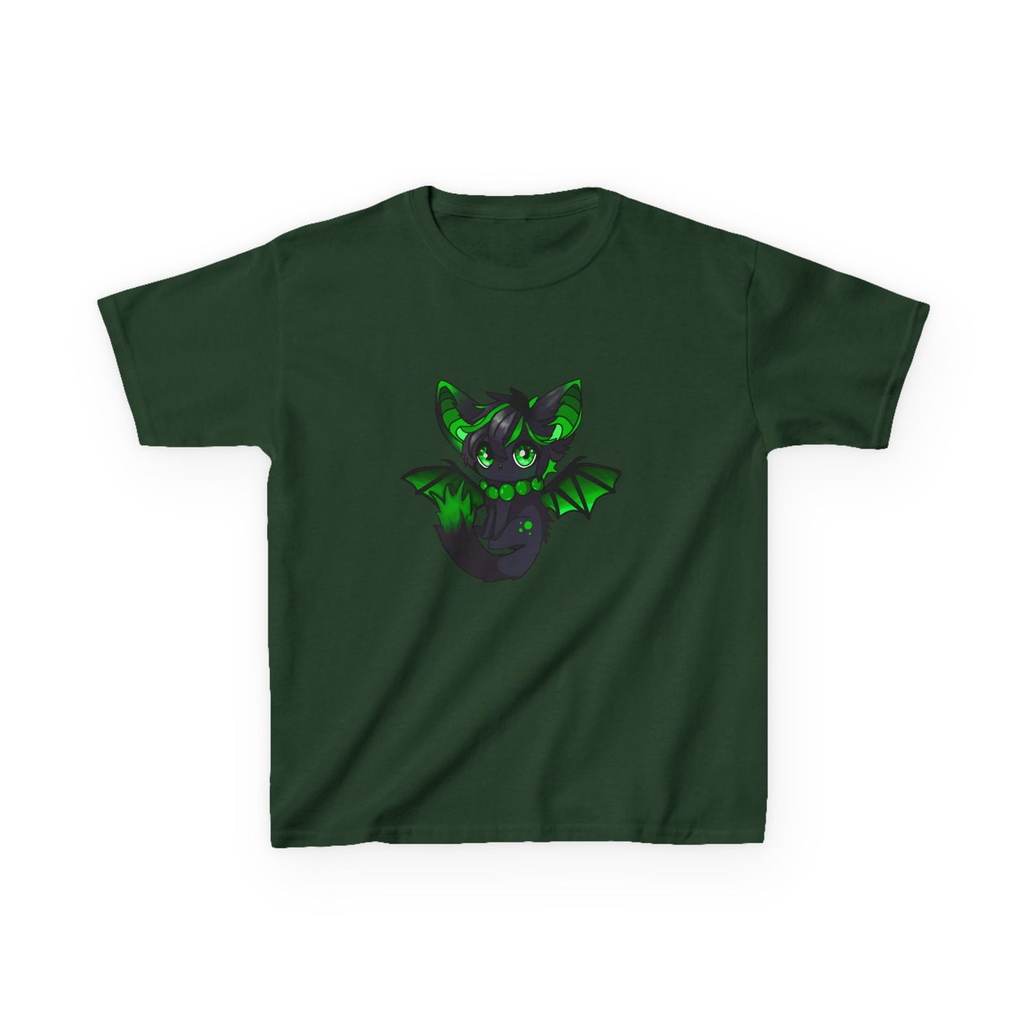 Green bat-cat Kids Cotton Tee