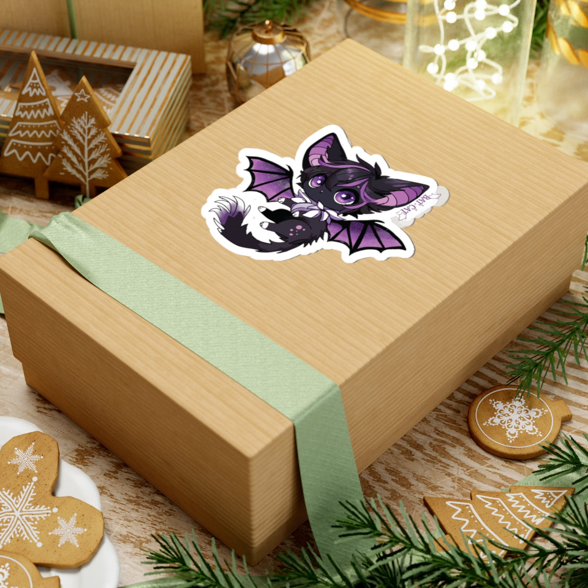 Purple bat-cat Sticker