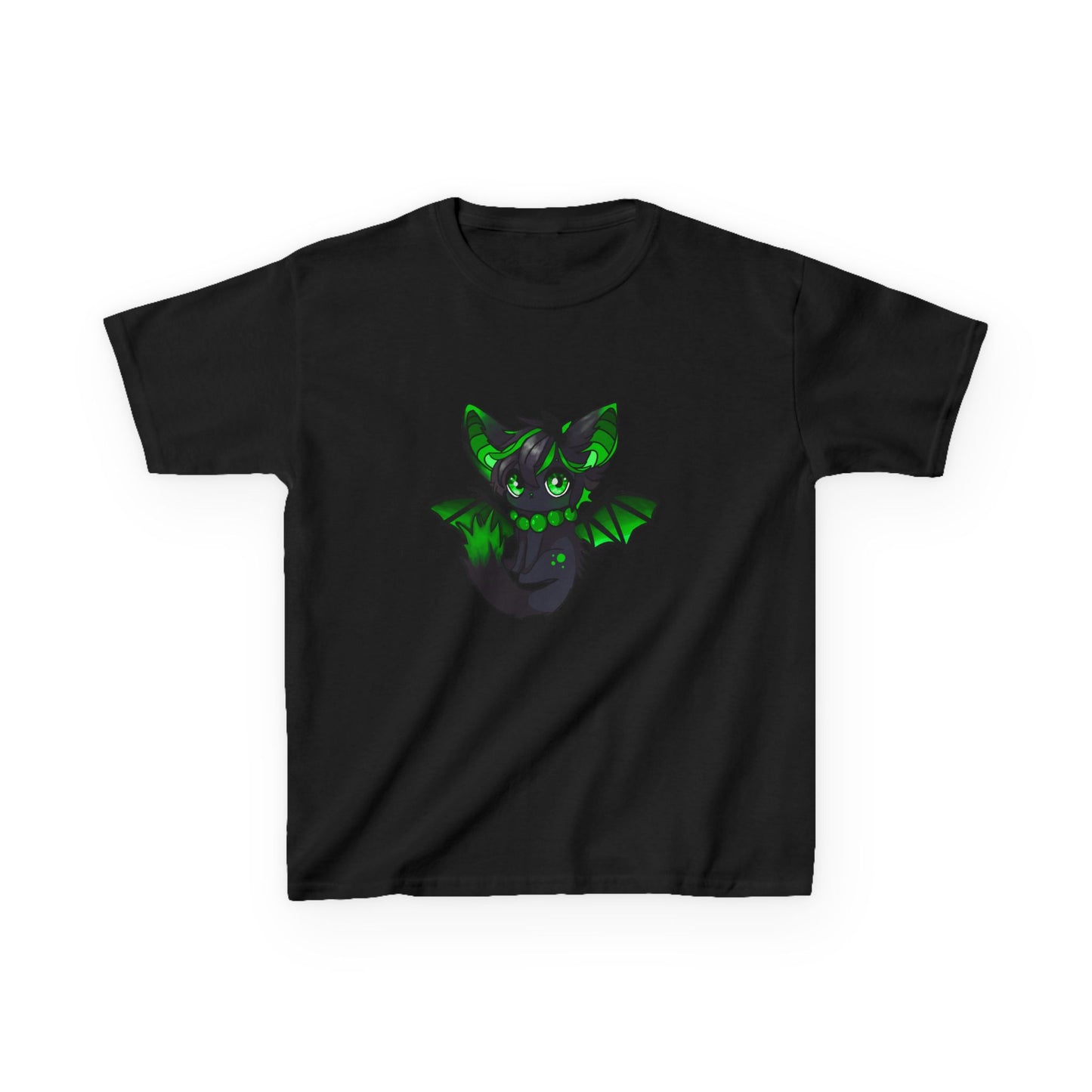 Green bat-cat Kids Cotton Tee