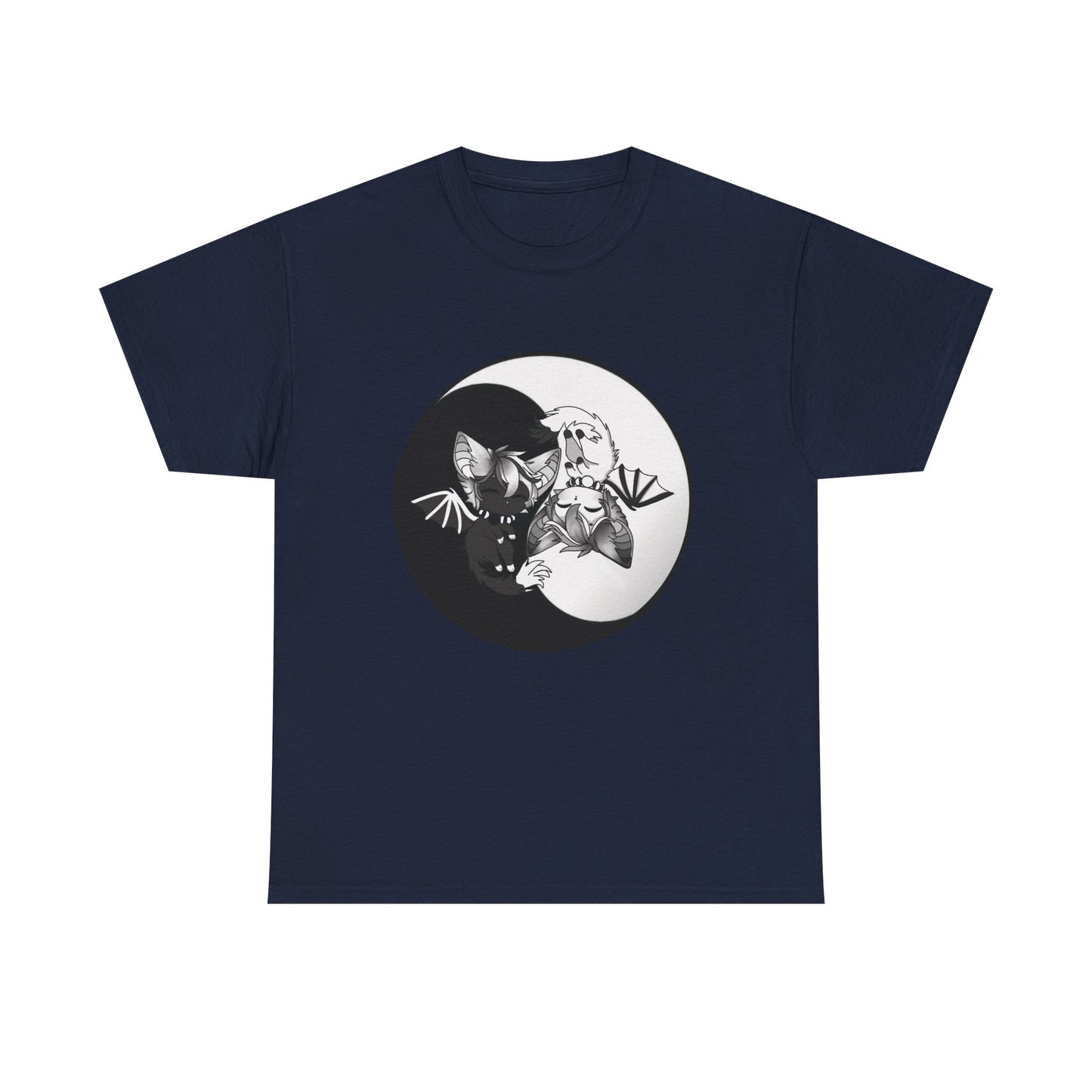 Yin Yang bat-cat Unisex heavy Cotton Tee