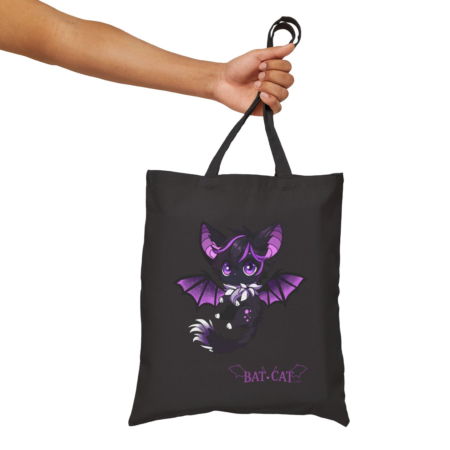 Purple bat-cat Canvas Tote Bag