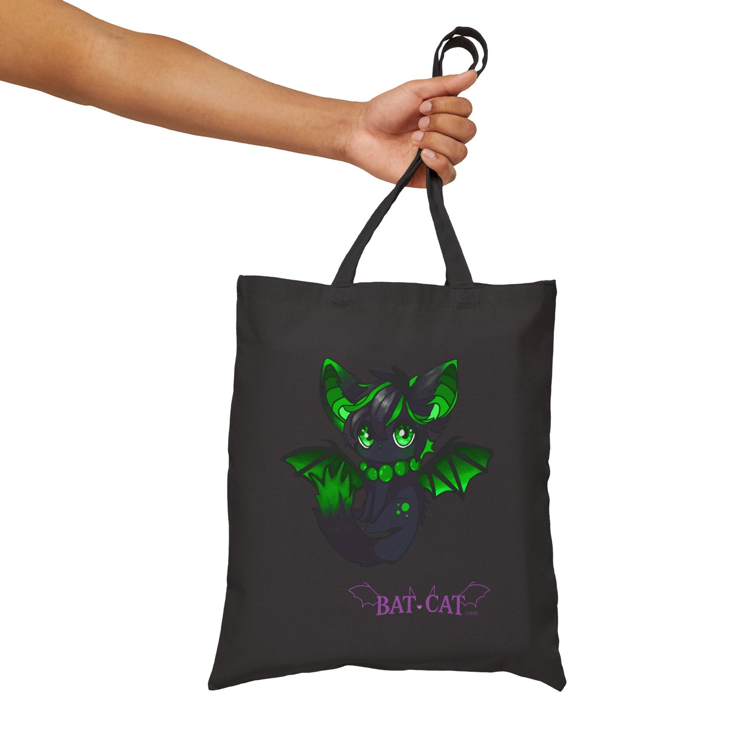 Green bat-cat Canvas Tote Bag