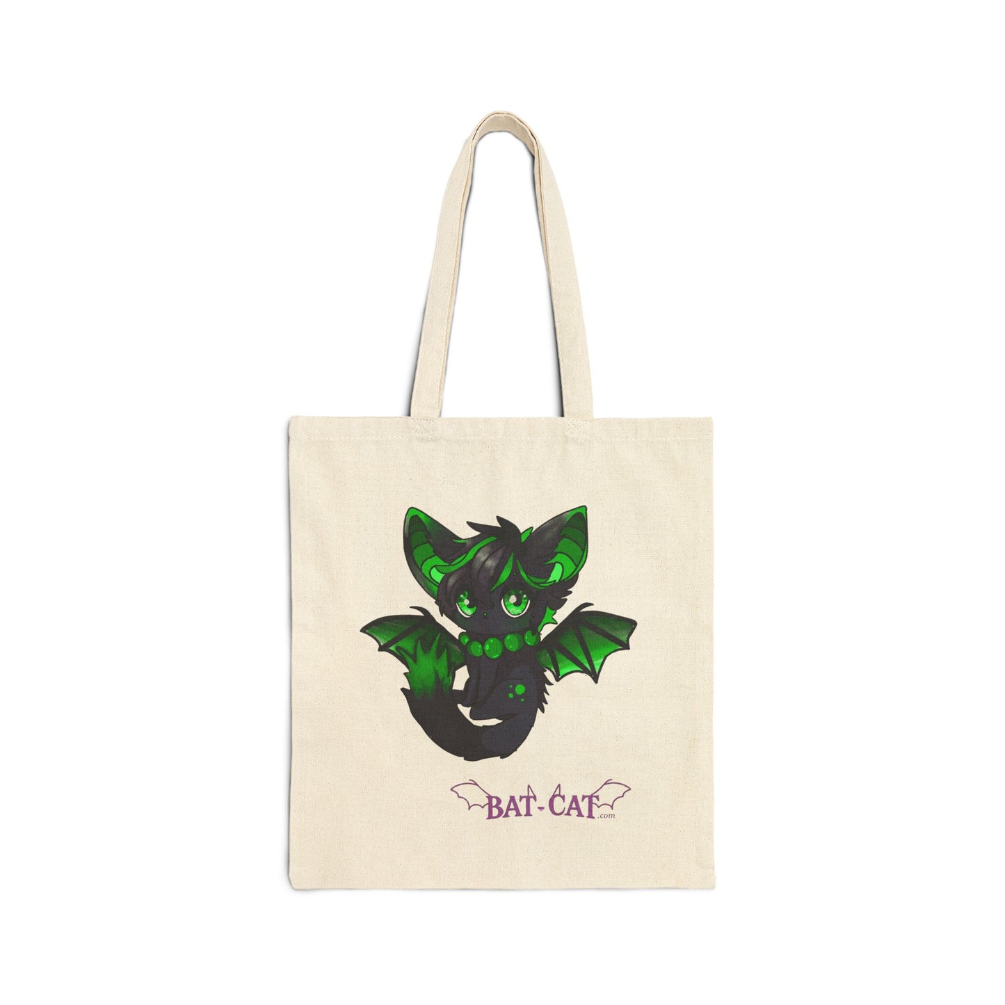 Green bat-cat Canvas Tote Bag