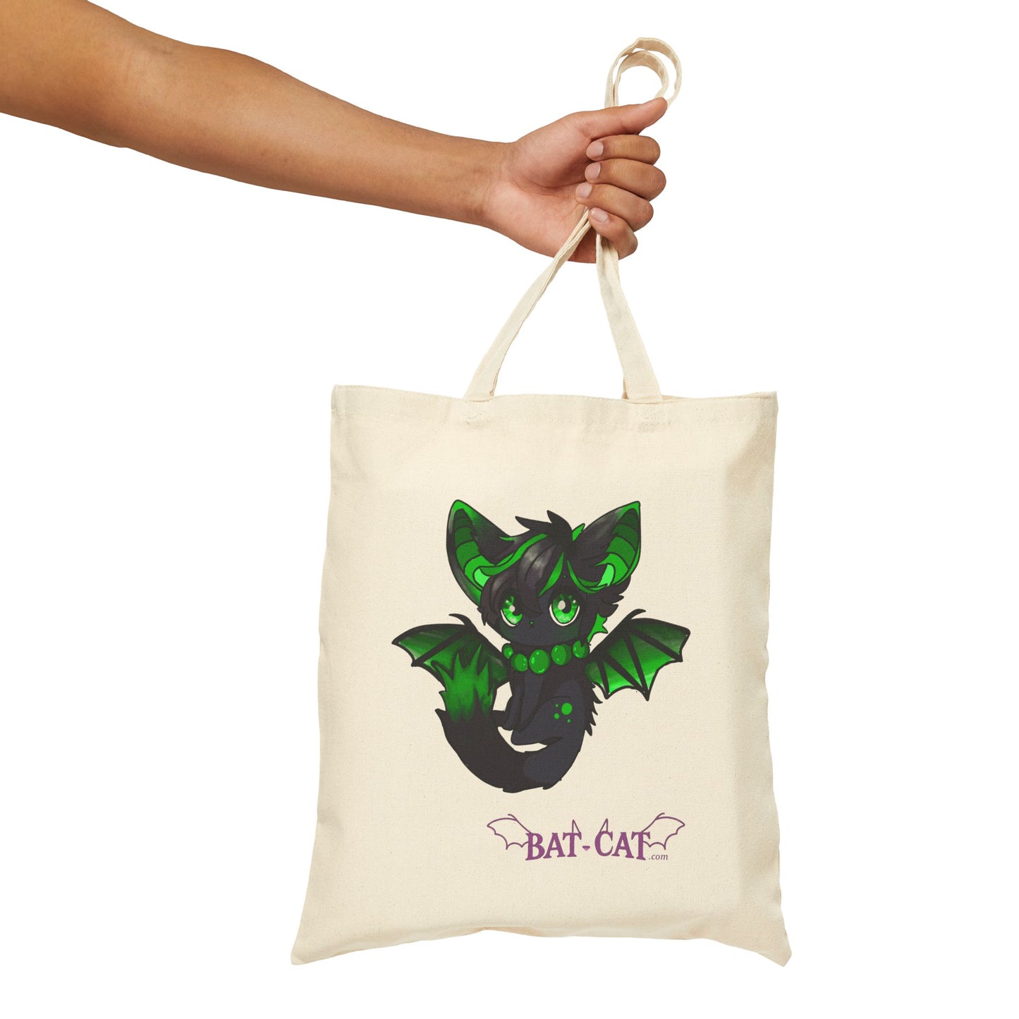 Green bat-cat Canvas Tote Bag